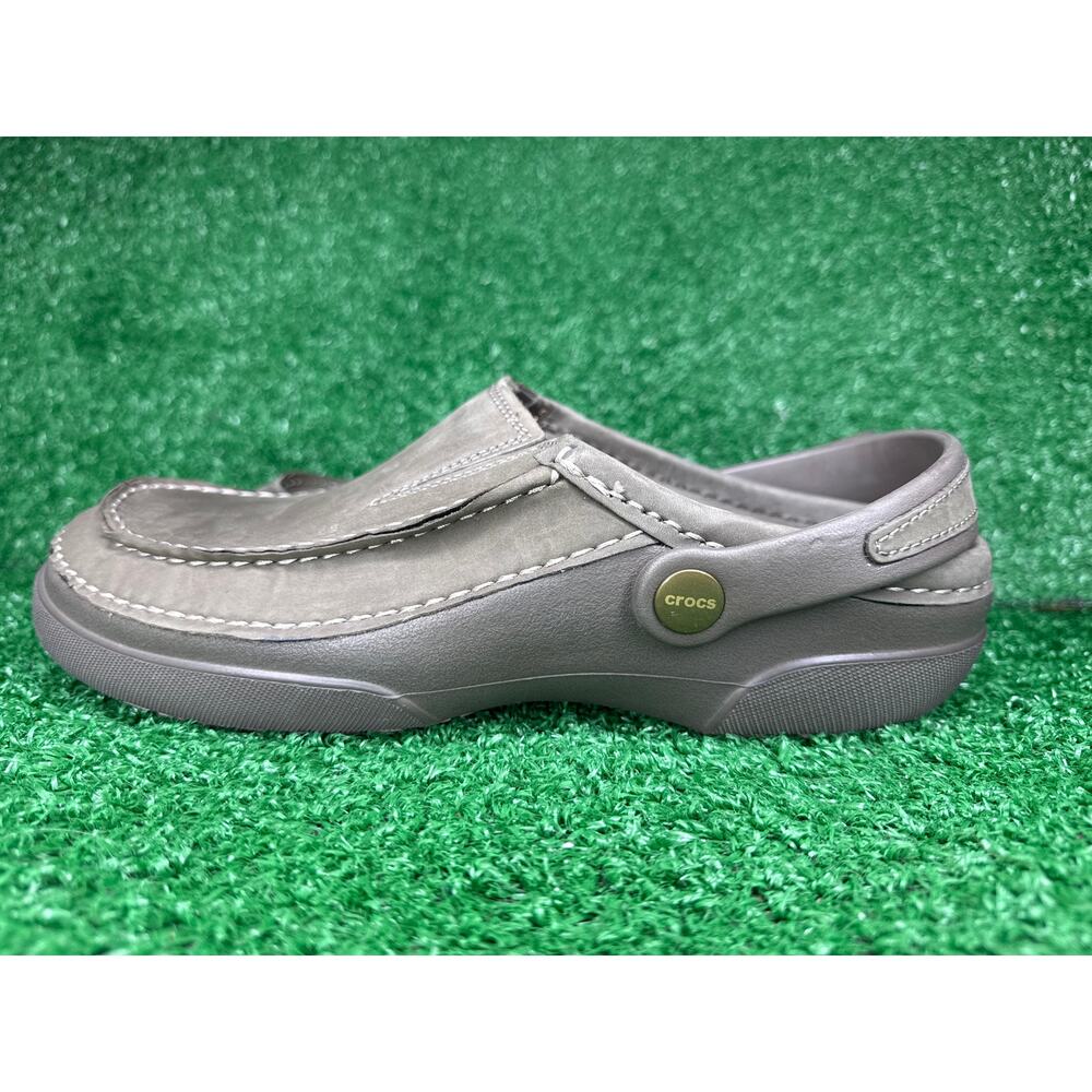 CROCS Mesa Herren Clogs Mens 10 Brown Leather Slip On Shoes Casual Travel - Picture 4 of 8